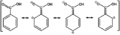 Struktury mezomeryczne kwasu benzoesowego wyjaśniające wpływ grupy karboksylowej na reakcje substytucji elektrofilowej w kwasie benzoesowym.png